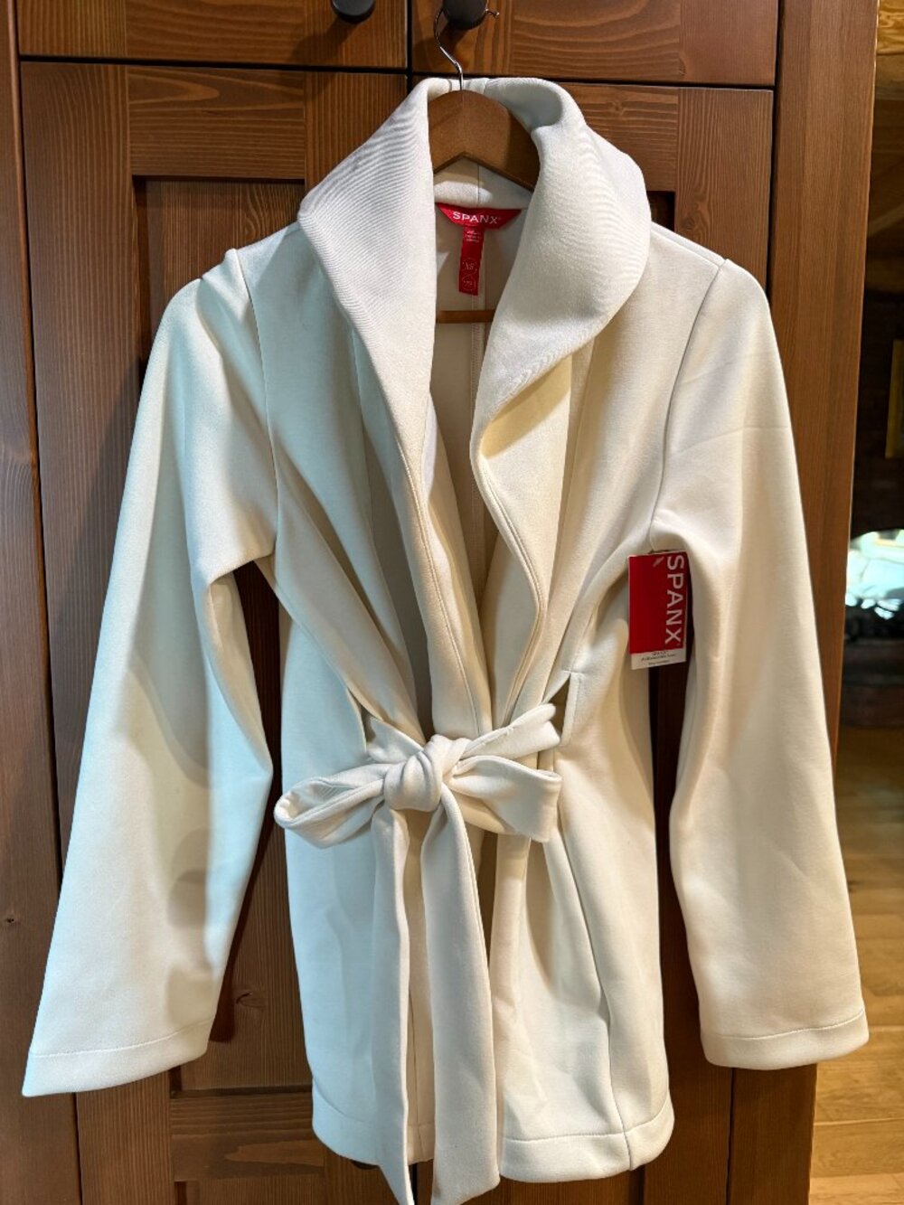 Spanx, cream belted cardigan, XS
